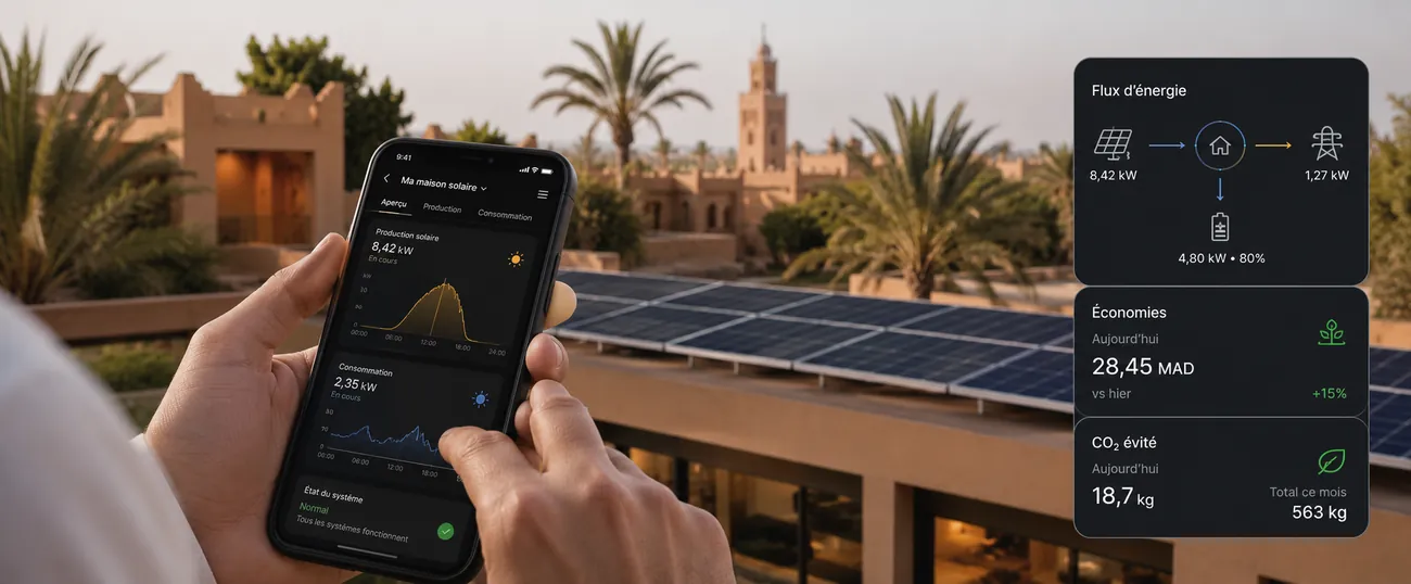 Villa avec pilotage et suivi de production solaire à Marrakech