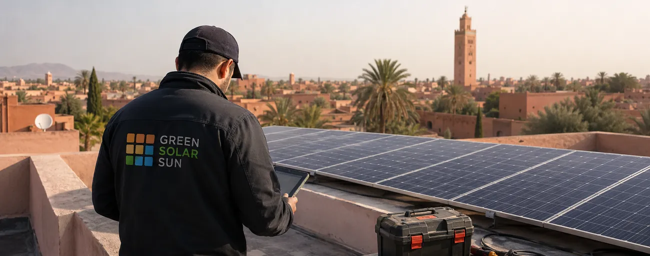 Maintenance de panneaux solaires sur toit à Marrakech